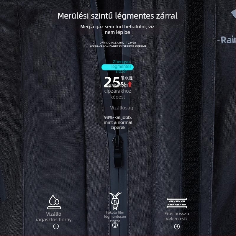 Motorkerékpár osztott esőponcsó – mindennel egyben vízálló öltözet felnőtteknek, 1 vezető, Chunya textil, 0.23 mm anyagvastagság, PU ragasztó réteg, testreszabás elérhető