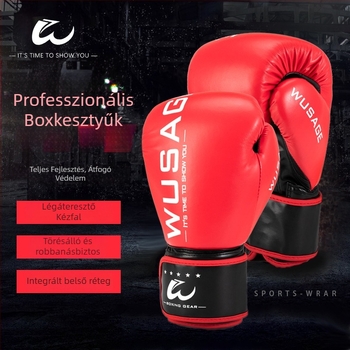 Boxkesztyűk Wusage/Sage – PU beépített bélés, kézzel varrott kivitel, 600 g, modell WSR-ZM147