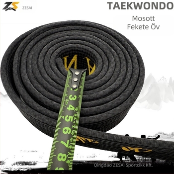 Taekwondo öv, 100% pamut, hímzett részlet, vászon felület, edző szintű öv