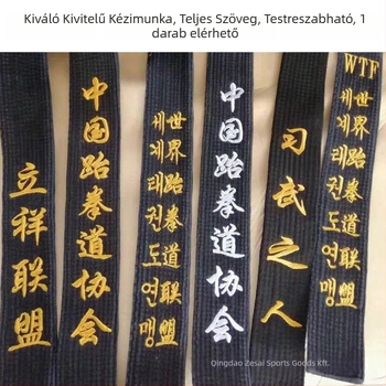 Taekwondo öv, 100% pamut, hímzett részlet, vászon felület, edző szintű öv