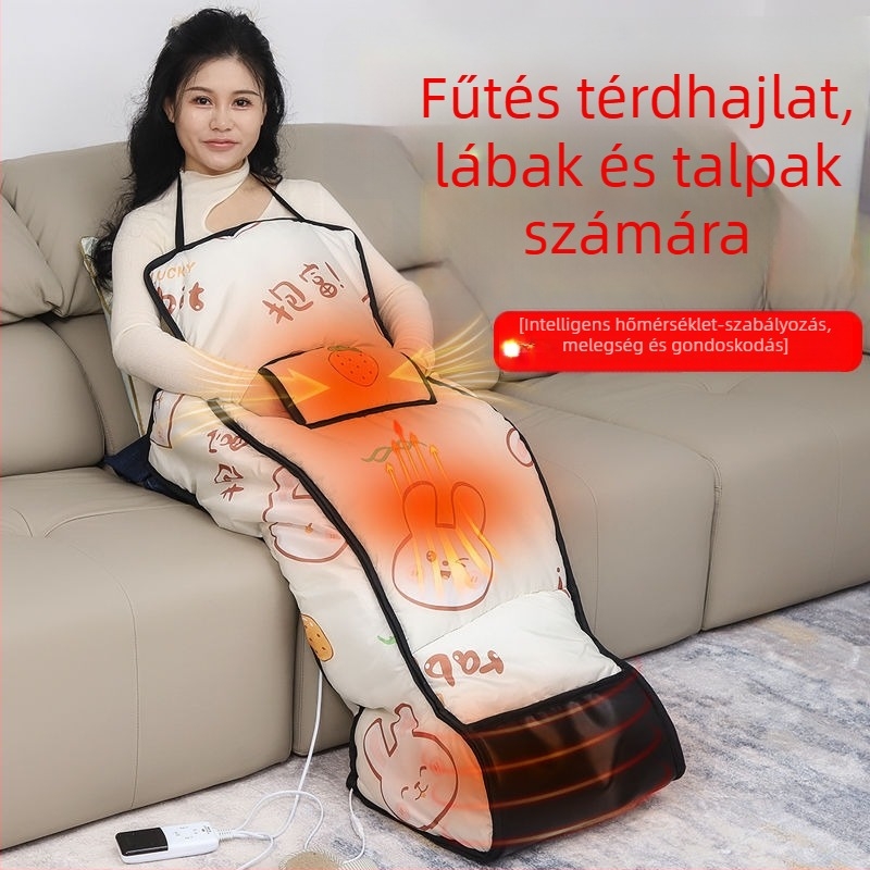 Nagy térdvédővel ellátott elektromos lábmelegítő párna, USB- és konnektoros fűtés, 40W, mechanikus és távirányítós