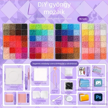 Teljes 2,6 mm-es 3D gyöngy készlet eszközökkel, dobozos DIY készlet és gyöngyanyag csomag