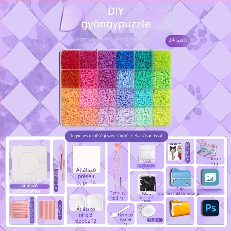 Teljes 2,6 mm-es 3D gyöngy készlet eszközökkel, dobozos DIY készlet és gyöngyanyag csomag