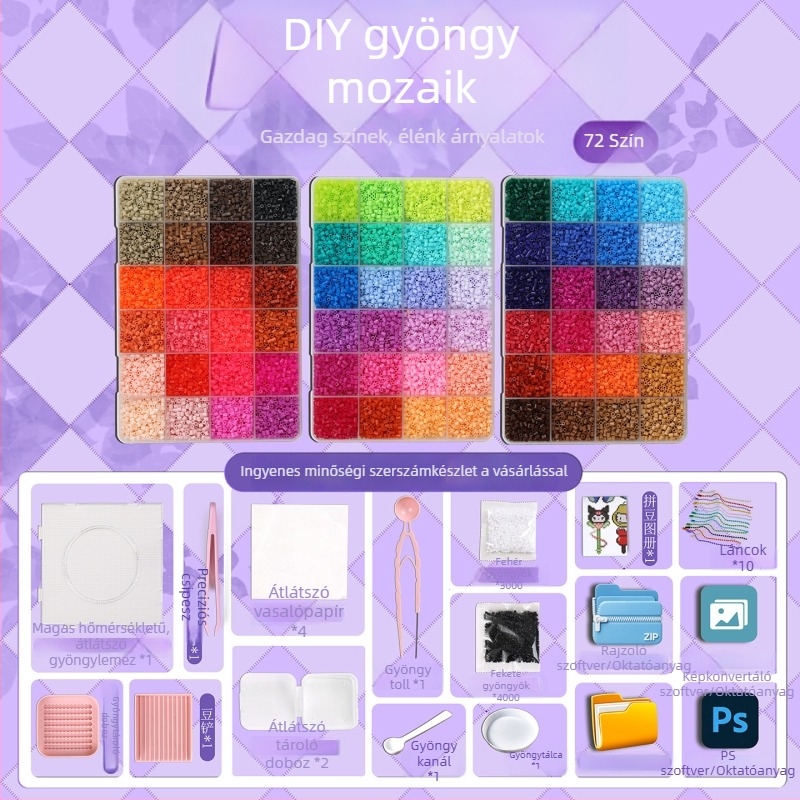 Teljes 2,6 mm-es 3D gyöngy készlet eszközökkel, dobozos DIY készlet és gyöngyanyag csomag
