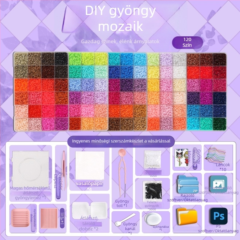 Teljes 2,6 mm-es 3D gyöngy készlet eszközökkel, dobozos DIY készlet és gyöngyanyag csomag