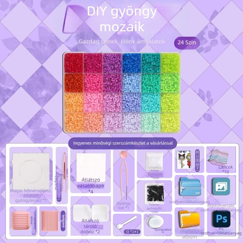 Teljes 2,6 mm-es 3D gyöngy készlet eszközökkel, dobozos DIY készlet és gyöngyanyag csomag