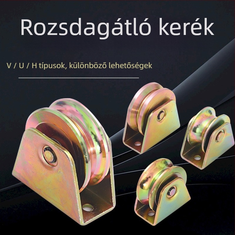 Erős teherbírású görgő sínrendszerhez – U alakú koronablokk, V-groove, acélsodrony használatához; Jin Yu; Yongkang, Zhejiang; specifikációk 50-120