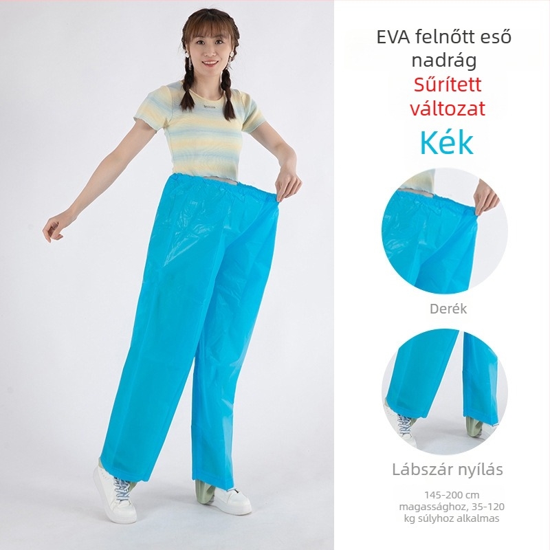 EVA eső nadrág és esőkabát, vastított, újrahasználható, uniszex, túrázásra és raftingra, poncho felosztott típusú nagy esőkhöz
