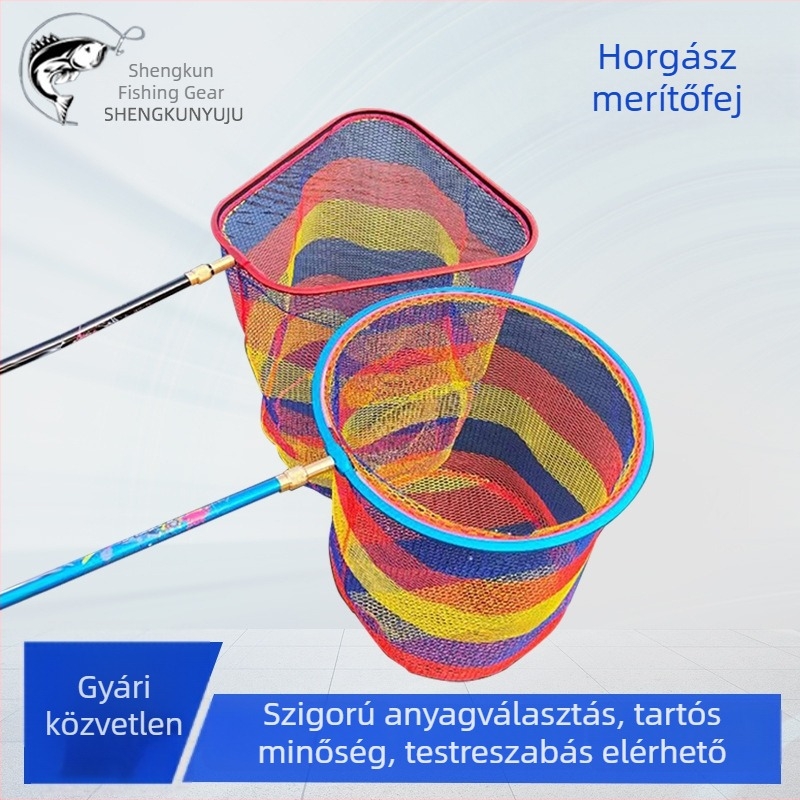 Személyre szabott alumíniumötvözet merítőfej mély hálózsebbel, gumírozott hálózati anyaggal és anti-akadós színes fej