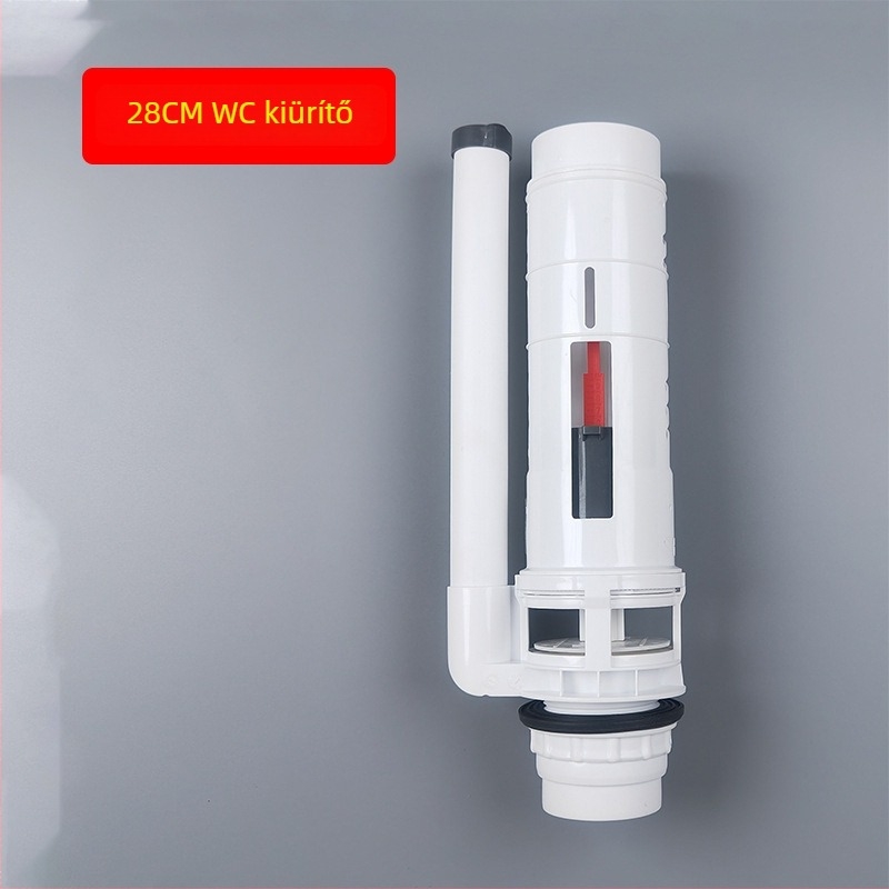 Falihoz szerelt WC tartály – régi stílusú osztott bemeneti és lefolyó szelepek, műanyag, kézi öblítés vezérlés