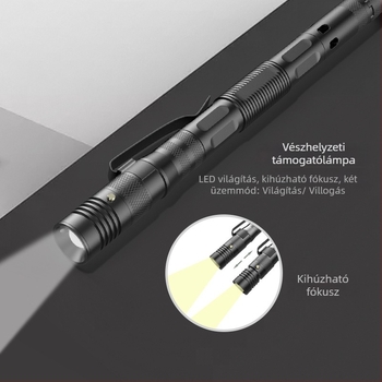 Többcélú taktikai toll zseblámpával és üveg törő kalapáccsal — Far ZSB-03, Survival Tools, alumínium ötvözet