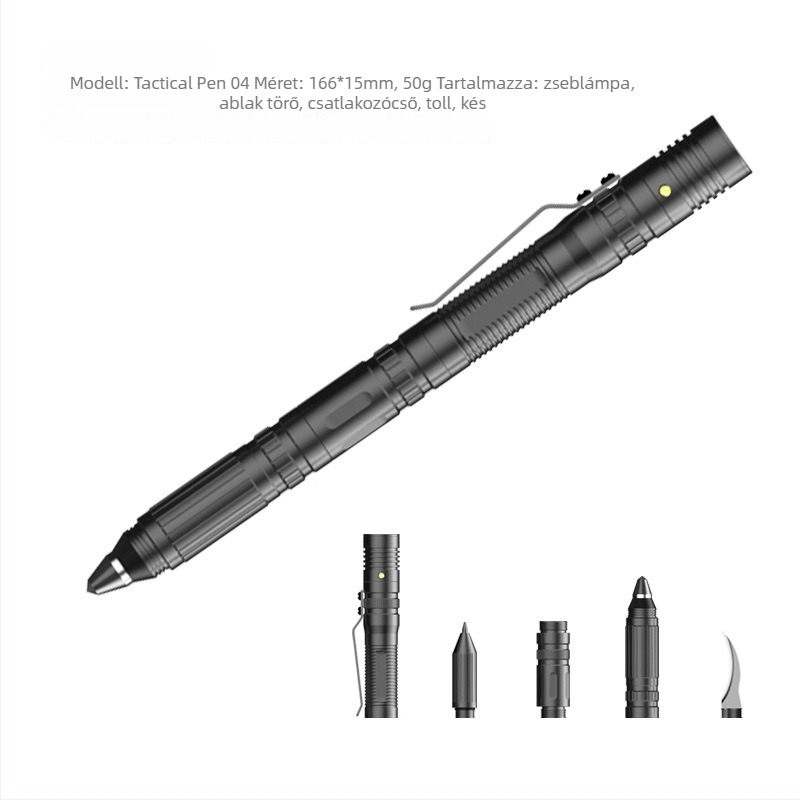 Többcélú taktikai toll zseblámpával és üveg törő kalapáccsal — Far ZSB-03, Survival Tools, alumínium ötvözet