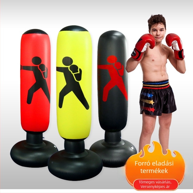 PVC bokszoszlop célzóval, felfújható boxzsák felnőtteknek és gyerekeknek, taekwondo edzés otthon