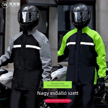 Motorkerékpáros esőruha készlet, két darabos, szélálló és vízálló, Chunya-spinning anyag, PVC ragasztó réteg, felnőtteknek, logó nyomtatási lehetőség