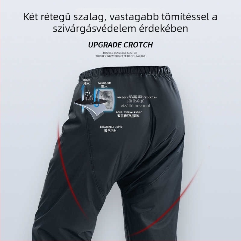 Különálló esőkabát és esőnadrág készlet motorkerékpárosok és futárok számára, fleece bélés, vastag vízálló anyag