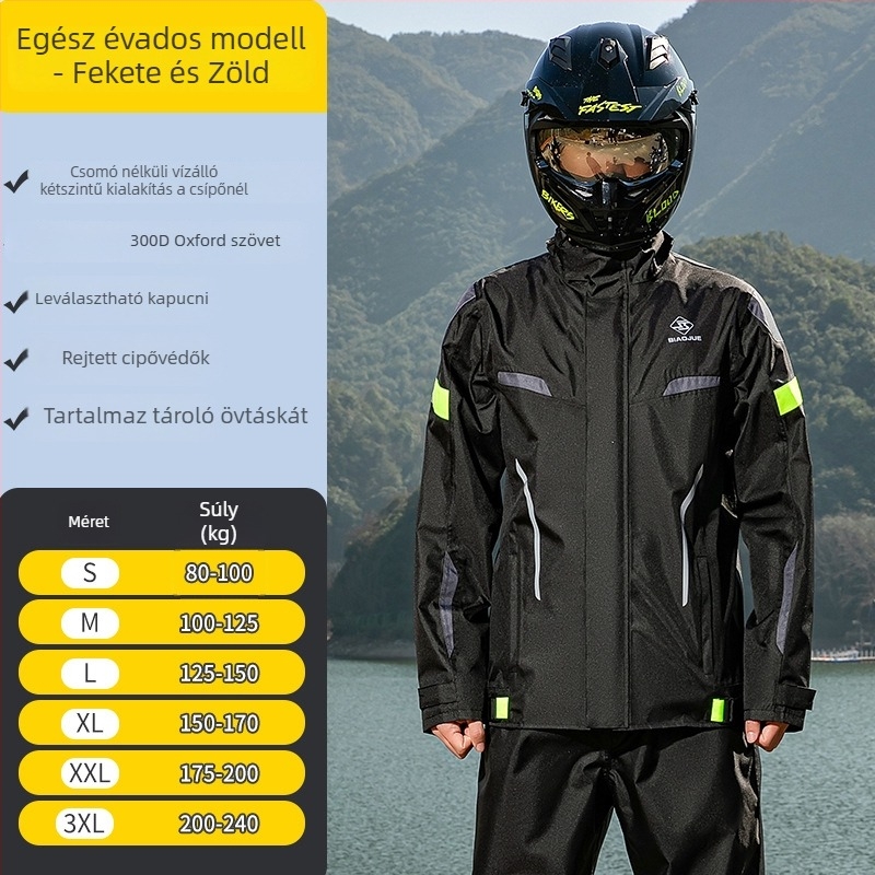 Split esőkabát és nadrág készlet motorkerékpárhoz, Oxford anyag, PU vízálló réteg, felnőtt, újrahasználható
