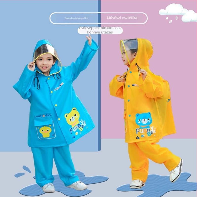 Gyerek esőkabát felosztott mintával, rajzfilm dizájnnal; EVA anyag; vízálló PVC ragasztóréteg; alkalmas gyereknek; poncsó