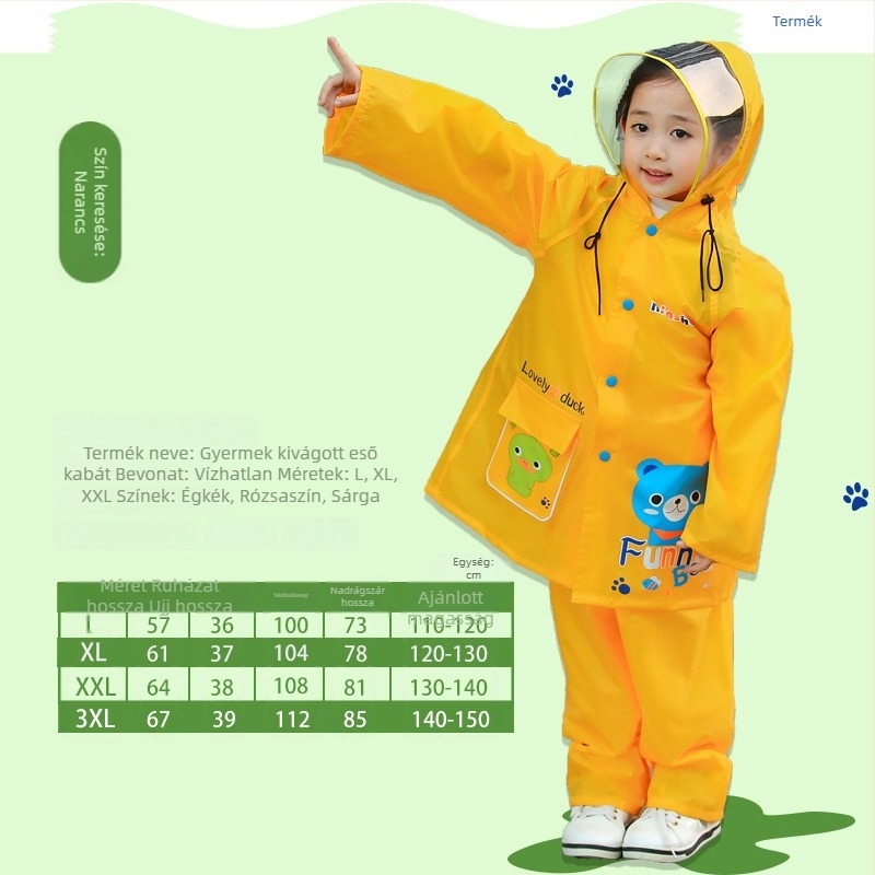 Gyerek esőkabát felosztott mintával, rajzfilm dizájnnal; EVA anyag; vízálló PVC ragasztóréteg; alkalmas gyereknek; poncsó