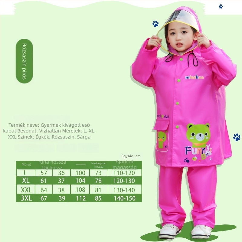 Gyerek esőkabát felosztott mintával, rajzfilm dizájnnal; EVA anyag; vízálló PVC ragasztóréteg; alkalmas gyereknek; poncsó