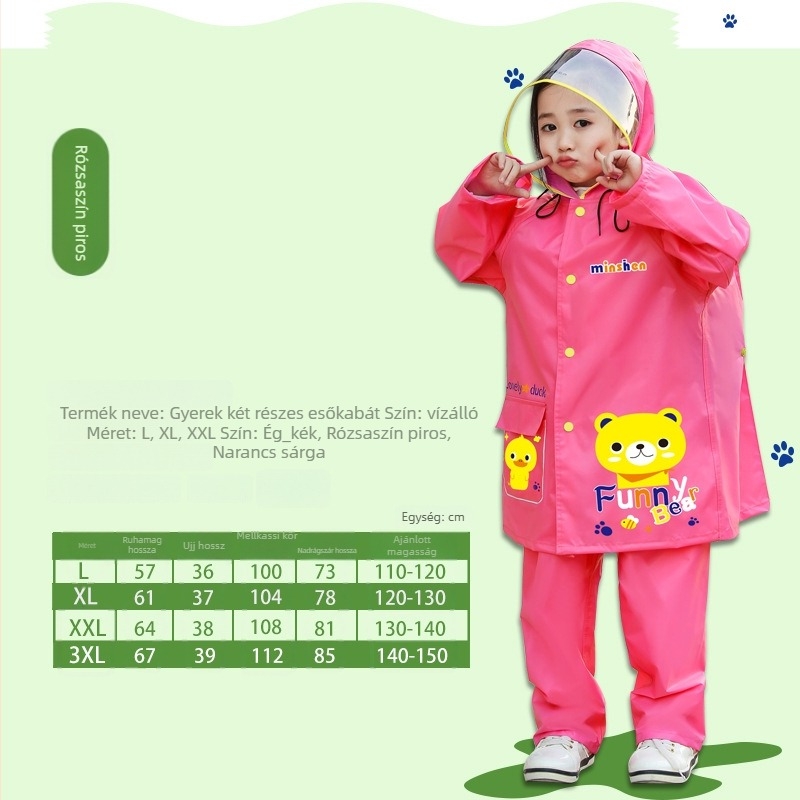 Gyerek esőkabát felosztott mintával, rajzfilm dizájnnal; EVA anyag; vízálló PVC ragasztóréteg; alkalmas gyereknek; poncsó