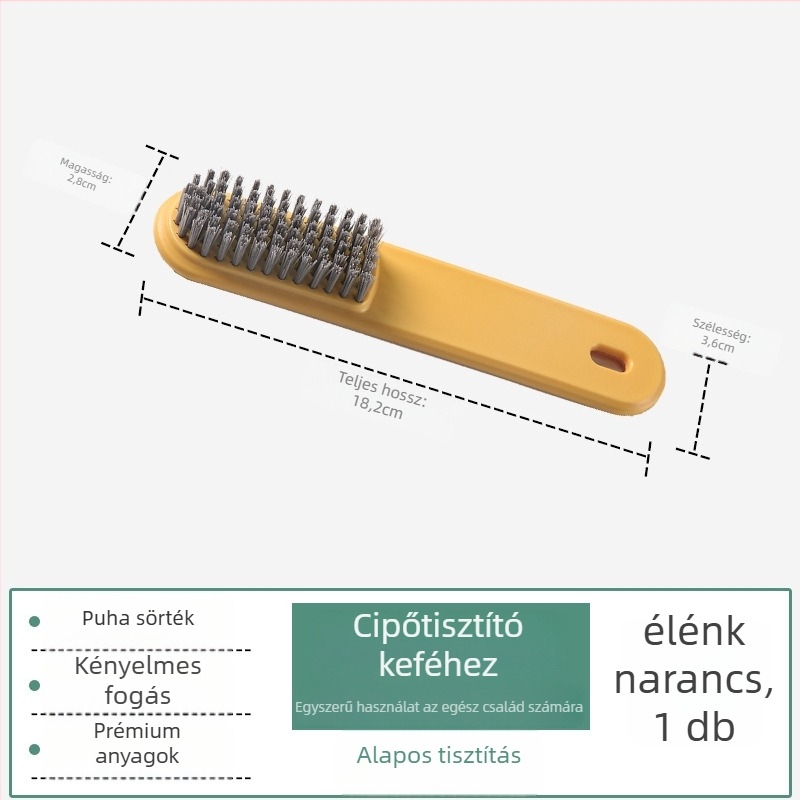 Hosszú nyelű cipő- és ruhatisztító kefe, műanyag kivitel, puha sörtékkel