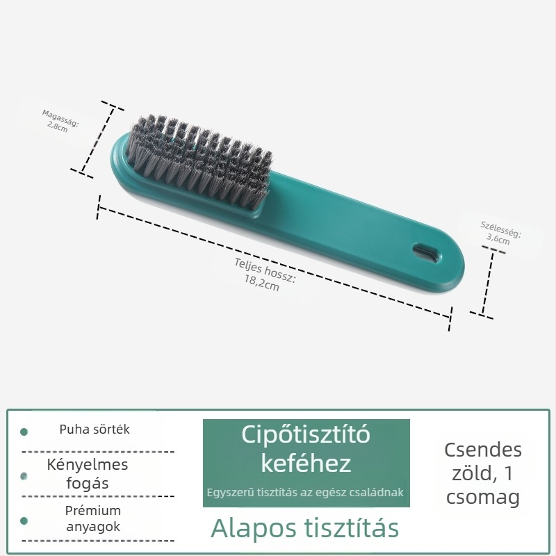 Hosszú nyelű cipő- és ruhatisztító kefe, műanyag kivitel, puha sörtékkel