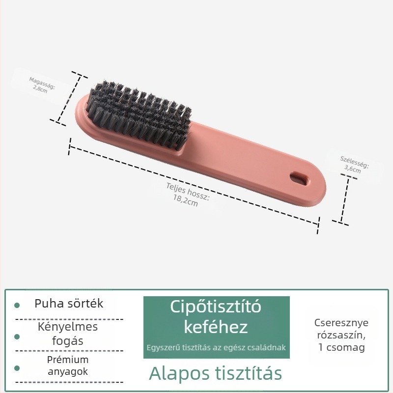 Hosszú nyelű cipő- és ruhatisztító kefe, műanyag kivitel, puha sörtékkel