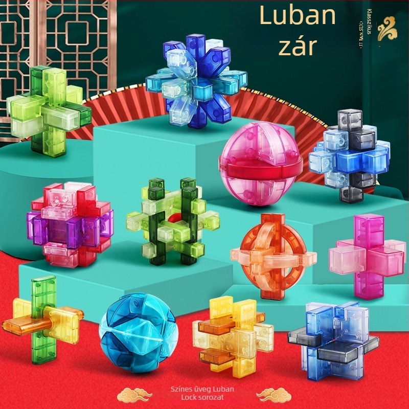Kong Ming Lock Luban Lock Puzzle Blokkok - Műanyag Oktató Játék 7–14 éveseknek (Brand Bailien)