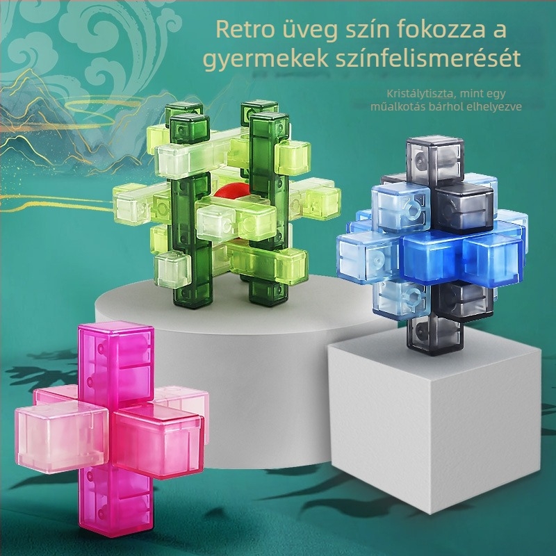 Kong Ming Lock Luban Lock Puzzle Blokkok - Műanyag Oktató Játék 7–14 éveseknek (Brand Bailien)