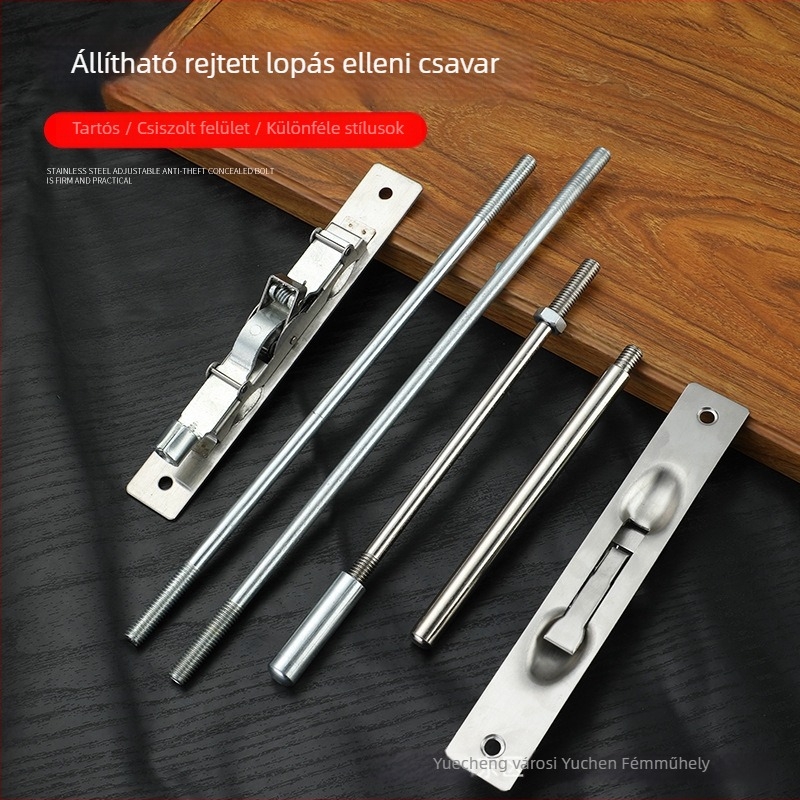 Rozsdamentes acél tűzvédelmi ajtócsap, típus A, modell FHMCX, kefés felület, állítható rejtett csap