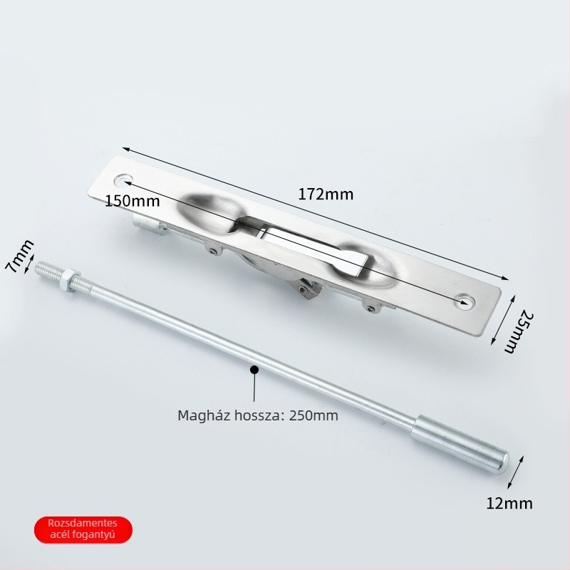 Rozsdamentes acél tűzvédelmi ajtócsap, típus A, modell FHMCX, kefés felület, állítható rejtett csap