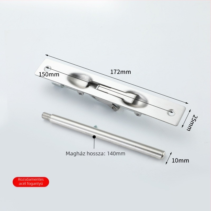 Rozsdamentes acél tűzvédelmi ajtócsap, típus A, modell FHMCX, kefés felület, állítható rejtett csap