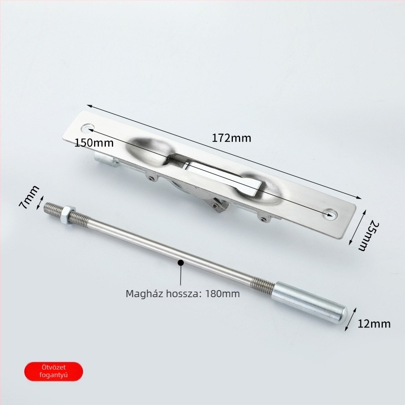 Rozsdamentes acél tűzvédelmi ajtócsap, típus A, modell FHMCX, kefés felület, állítható rejtett csap