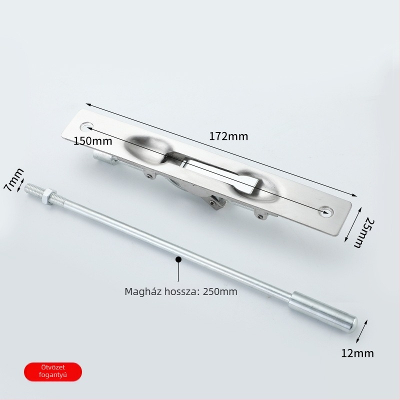Rozsdamentes acél tűzvédelmi ajtócsap, típus A, modell FHMCX, kefés felület, állítható rejtett csap