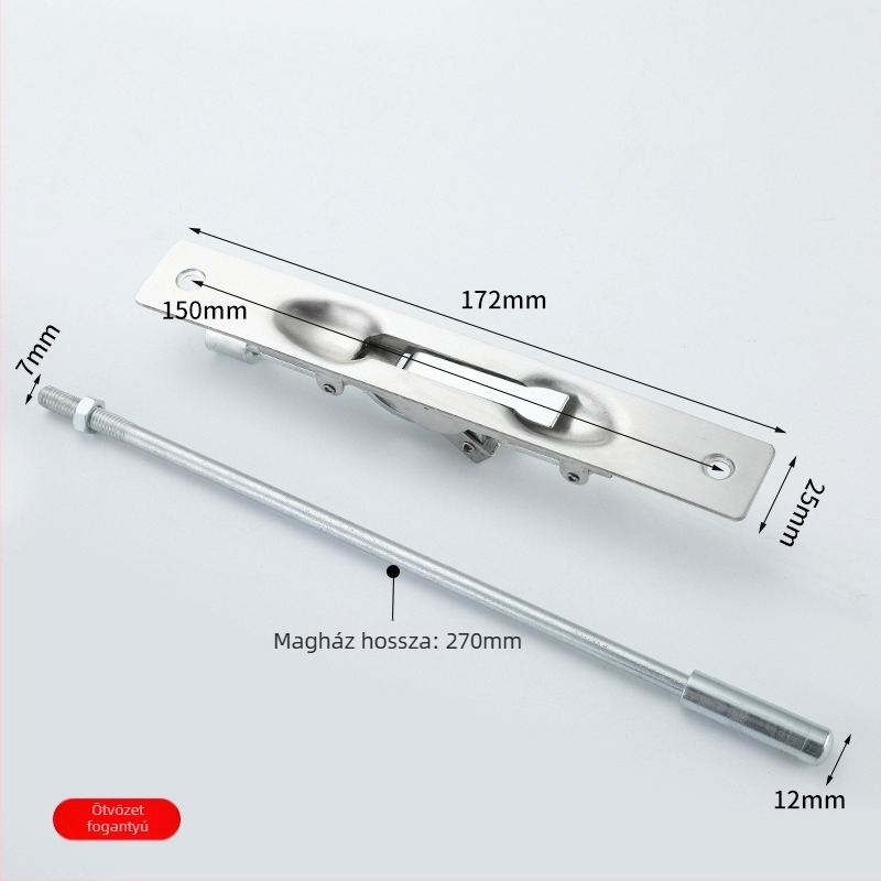 Rozsdamentes acél tűzvédelmi ajtócsap, típus A, modell FHMCX, kefés felület, állítható rejtett csap