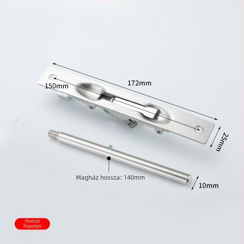 Rozsdamentes acél tűzvédelmi ajtócsap, típus A, modell FHMCX, kefés felület, állítható rejtett csap