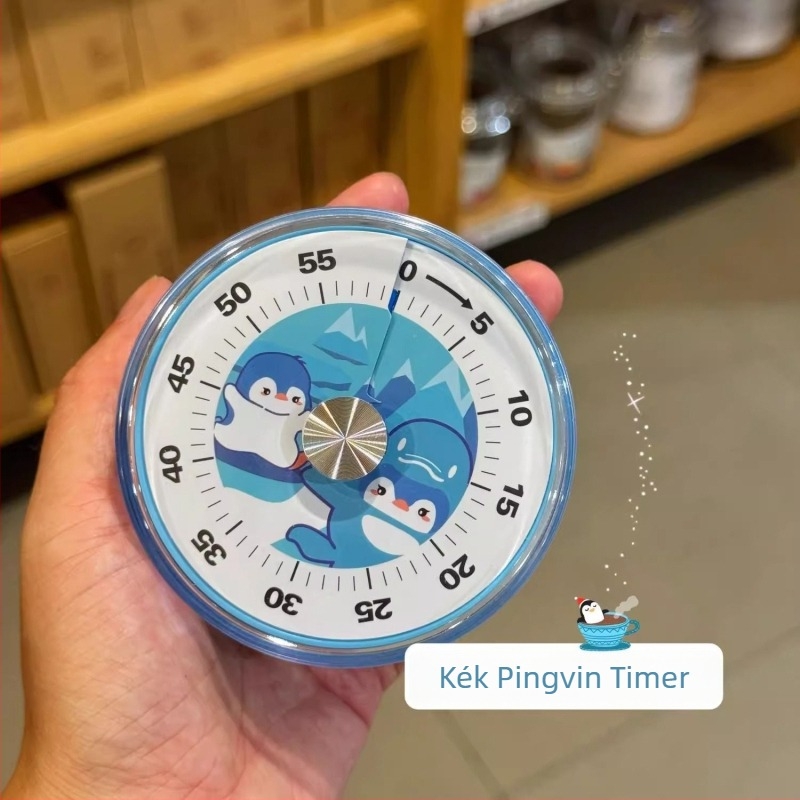 Mechanikus vizuális időzítő, kör alakú műanyag ház, kézi működtetés, tanuláshoz és konyhai főzéshez