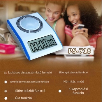 Mechanikus ciklusidőző mutatós kijelzővel, műanyag házzal, akkumulátoros működés, rajzfilm dizájn