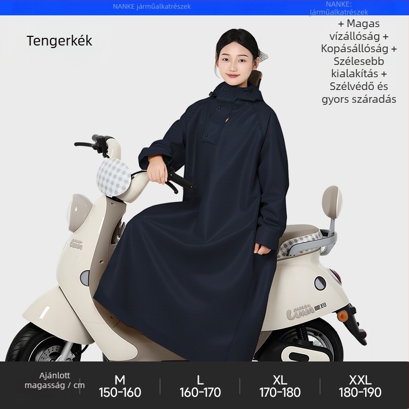 Felnőtt teljes testet fedő esőponcsó elektromos rollerre és motorkerékpárra — PVC anyag PU bevonattal, 1 személyre