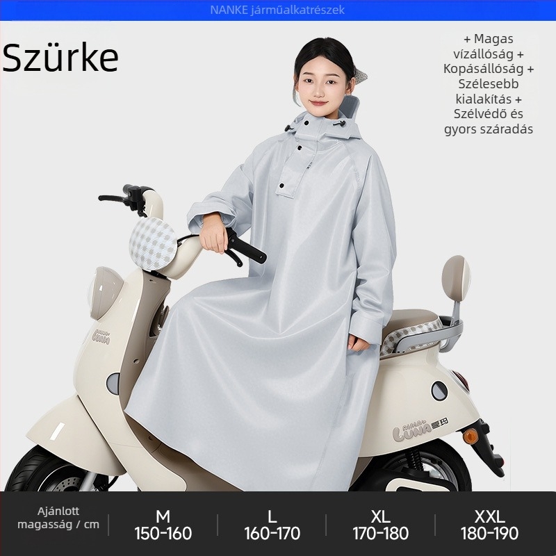 Felnőtt teljes testet fedő esőponcsó elektromos rollerre és motorkerékpárra — PVC anyag PU bevonattal, 1 személyre