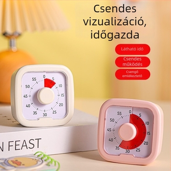Csendes vizuális időmérő diákoknak – házi feladatok időgazdálkodása és önfegyelem, ABS ház, kvarcmozgás, kijelző mutatóval és számokkal, elemmel működik, téglalap alakú