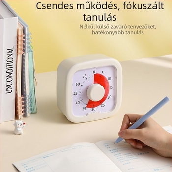 Csendes vizuális időmérő diákoknak – házi feladatok időgazdálkodása és önfegyelem, ABS ház, kvarcmozgás, kijelző mutatóval és számokkal, elemmel működik, téglalap alakú