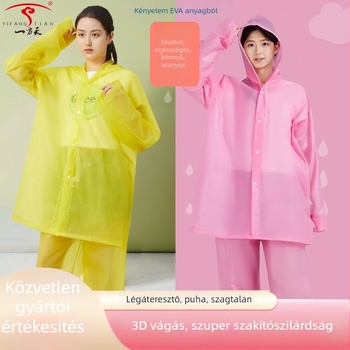 Felnőtt EVA esőkabát poncsó, felosztott stílus, 0,15 mm vastagság, nem egyszer használatos, túras esőruha