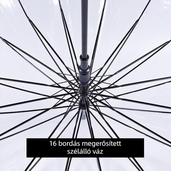 Átlátszó esernyő hosszú műanyag fogantyúval, automata nyitás, logónyomtatás, modern minimalist stílus