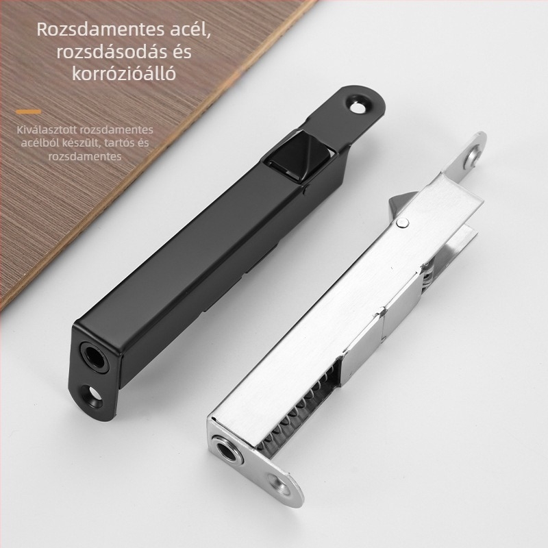 Tűzvédelmi kijárati ajtó zár — F típusú zár, rozsdamentes acél, polírozott felület, modern minimalista stílus