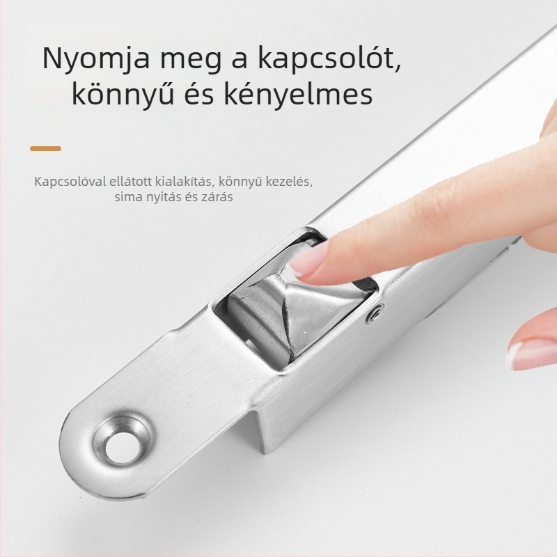 Tűzvédelmi kijárati ajtó zár — F típusú zár, rozsdamentes acél, polírozott felület, modern minimalista stílus