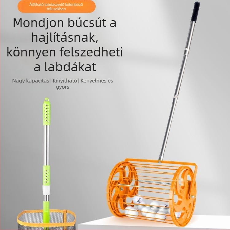 Meishulong automata visszahúzható labdagyűjtő asztali teniszezéshez, mobil görgős kosárral a gyűjtéshez és edzésre