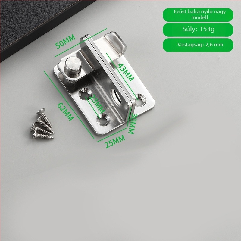 Rozsdamentes acél ajtócsap, A-típusú csap, SK-77, balra–jobbra nyitás, polírozott felület, modern minimalistStílus