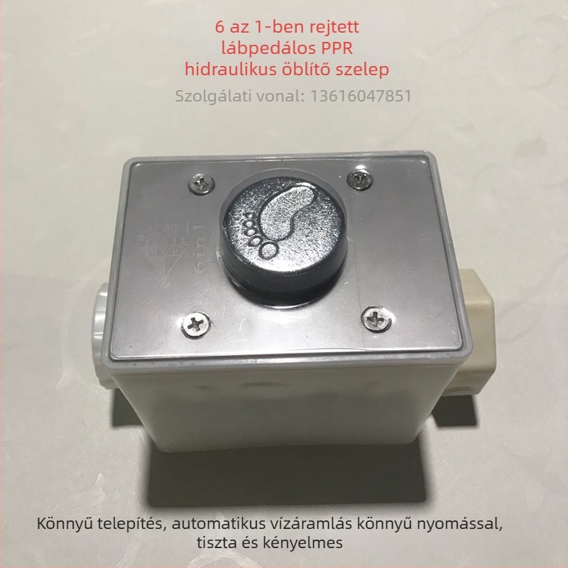 Hat egyben: rejtett hidraulikus lábpedálos öblítő szelep a squat vécéhez, és nyilvános hidraulikus pedálos öblítő, modell 9633, CE tanúsítvány