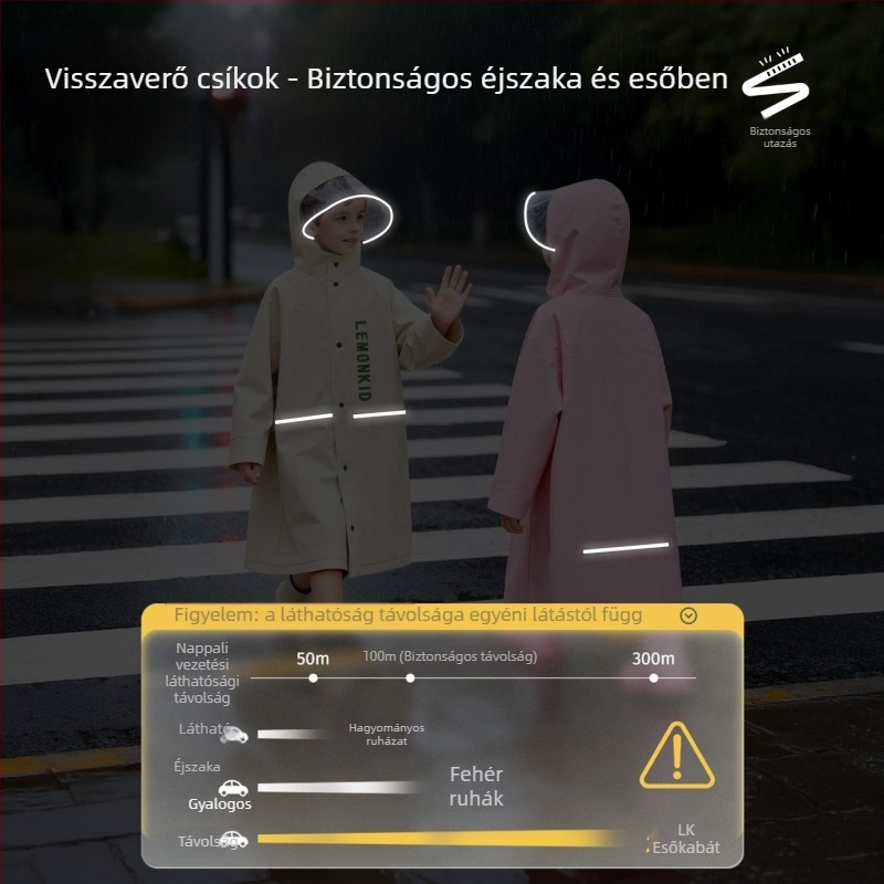 Lemon Baby Gyerekeknek szóló esőponcsó hátizsákkal, EVA anyag, Uniszex